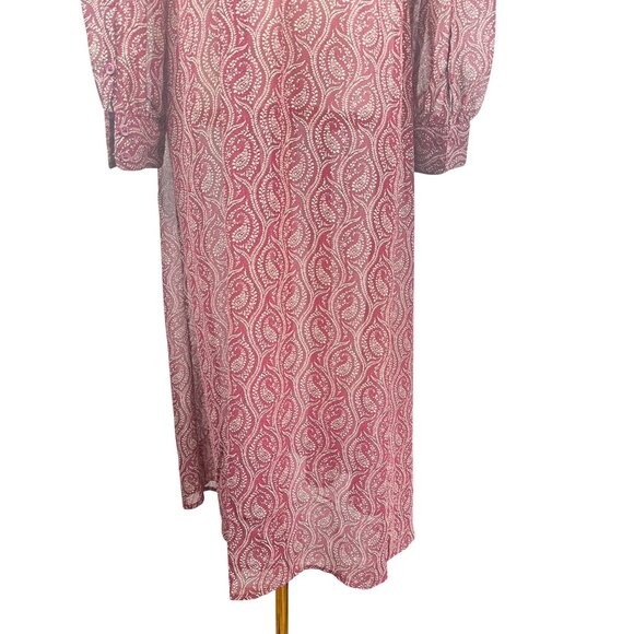 Banana Republic Large Burgundy Paisley Button-Down Midi Ruffle Collar - Picture 13 of 13